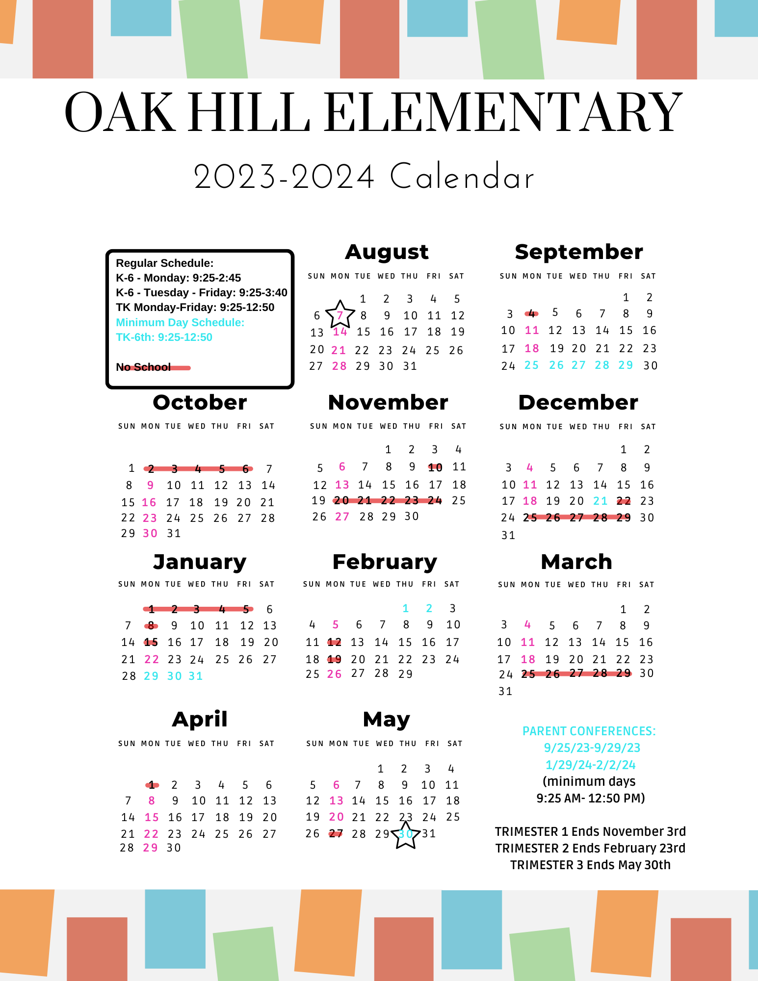 Oak Hill Elementary - Calendar Oak Hill Elementary - Calendar